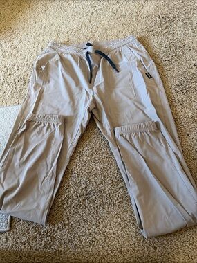 Men's Light Beige Active Jogger Pants with Drawstring unrl khaki color size s